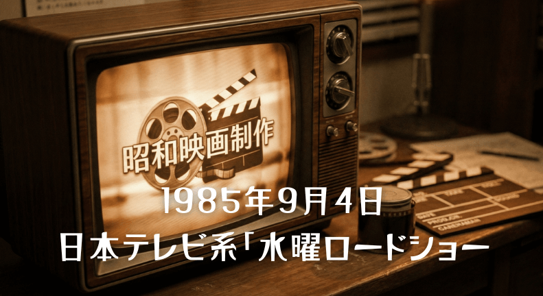 1985年放送「俺たちの旅10年目の再会」の基本情報 - レトロなテレビとフィルムリールで表現された昭和のドラマ制作の雰囲気